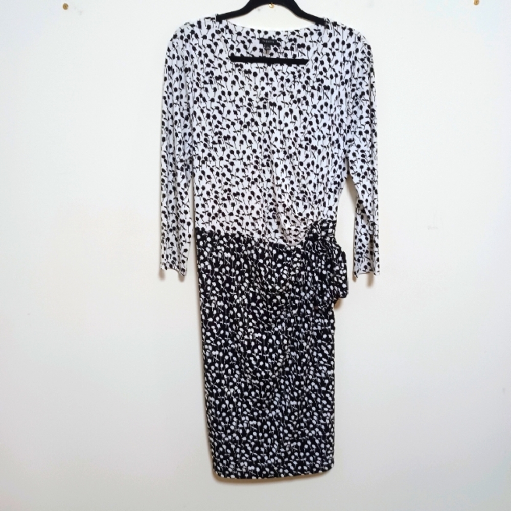 Talbots Black and White Women's Floral Dress Sz XL NWOT